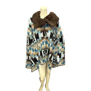 Rhonda Stark Ocean Sky Berber Lined Button Collar Teton Coat Size Regular